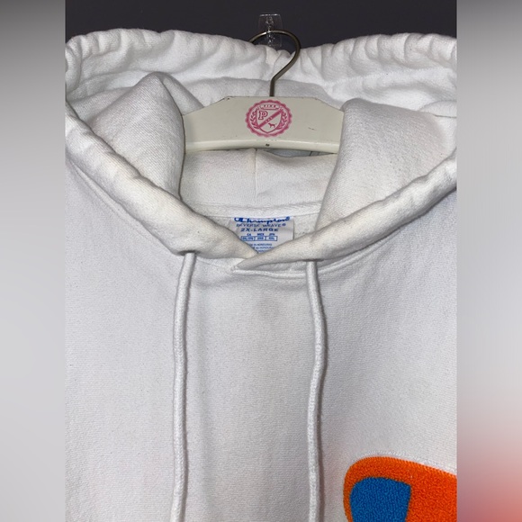 CHAMPION MENS VINTAGE REVERSE WEAVE HOODIE SWEATSHIRT WHITE BIG C LOGO XXL 2XL - Picture 3 of 6